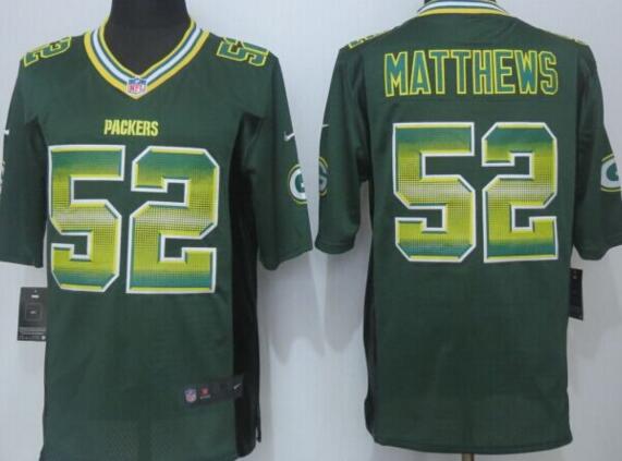 2015 New Nike Green Bay Packers 52 Matthews Green Strobe Limited Jersey
