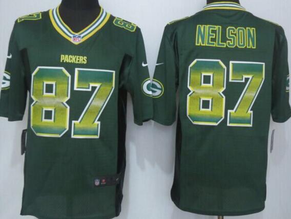 2015 New Nike Green Bay Packers 87 Nelson Green Strobe Limited Jersey