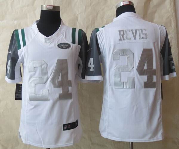 2015 New Nike New York Jets 24 Revis Platinum White Limited Jerseys