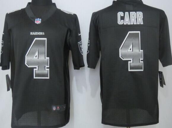 2015 New Nike Oakland Raiders 4 Carr Black Strobe Limited Jersey