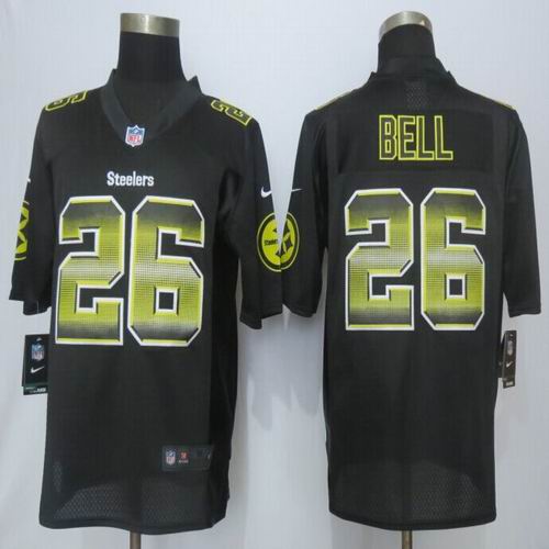 2015 New Nike Pittsburgh Steelers 26 Bell Black Strobe Limited Jersey