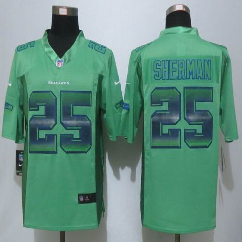 2015 New Nike Seattle Seahawks 25 Sherman Green Strobe Limited Jersey
