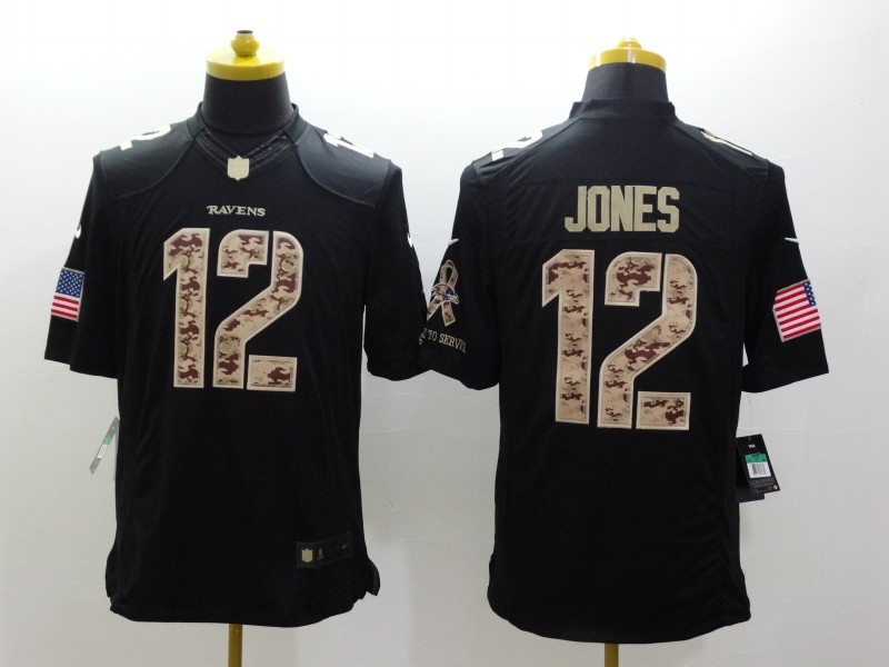 2015 Nike Baltimore Ravens 12 Jacoby Jones black limited usa flag nfl jersey