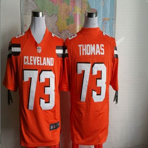2015 Nike Cleveland Browns Toe Thomas 73 game orange Football Jerseys