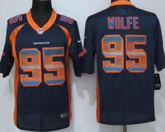 2015 Nike Denver Broncos 95 Wolfe Navy Blue Strobe Limited Jersey