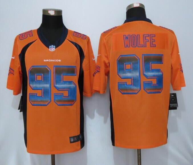 2015 Nike Denver Broncos 95 Wolfe Orange Strobe Limited Jersey