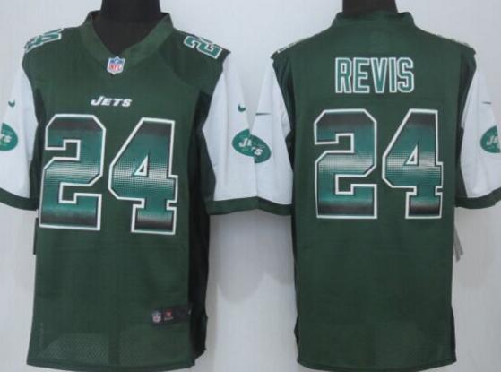 2015 Nike New York Jets 24 Revis Green Strobe Limited Jersey