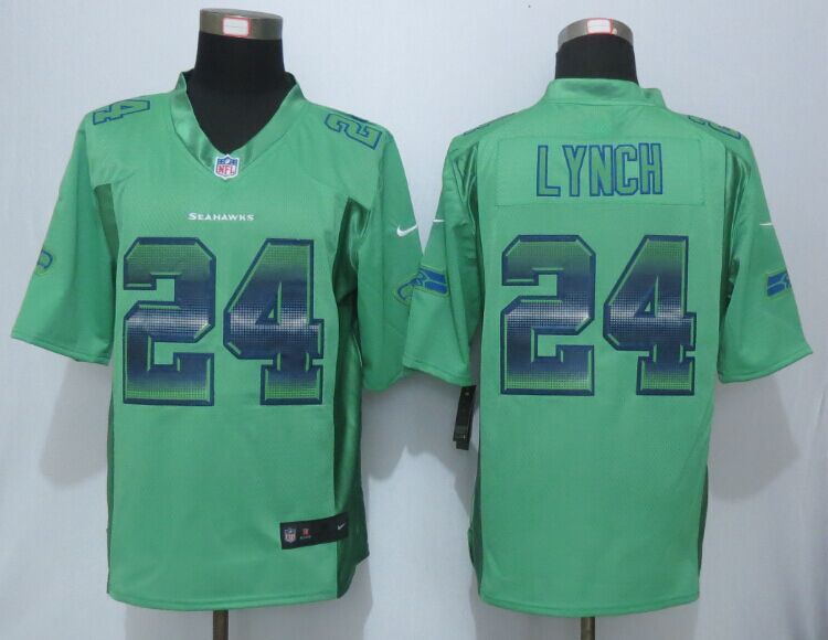 2015 Nike Seattle Seahawks 24 Lynch Green Strobe Limited Jersey