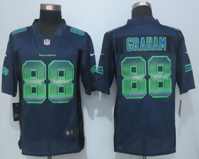 2015 Nike Seattle Seahawks 88 Graham Navy Blue Strobe Limited Jersey