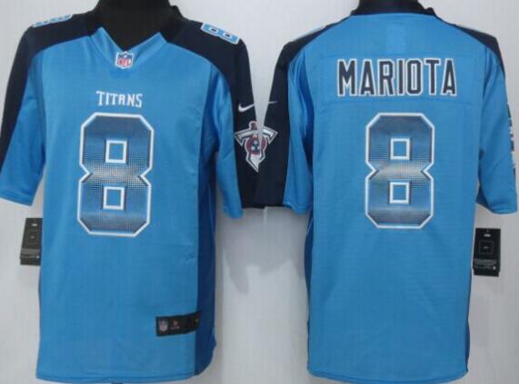 2015 Nike Tennessee Titans 8 Mariota Blue Strobe Limited Jersey
