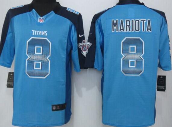 2015 Nike Tennessee Titans 8 Mariota Blue Strobe Limited Jersey
