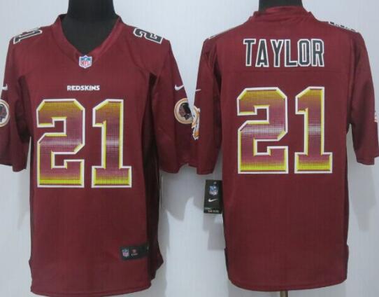 2015 Nike Washington Red Skins 21 Taylor Red Strobe Limited Jersey