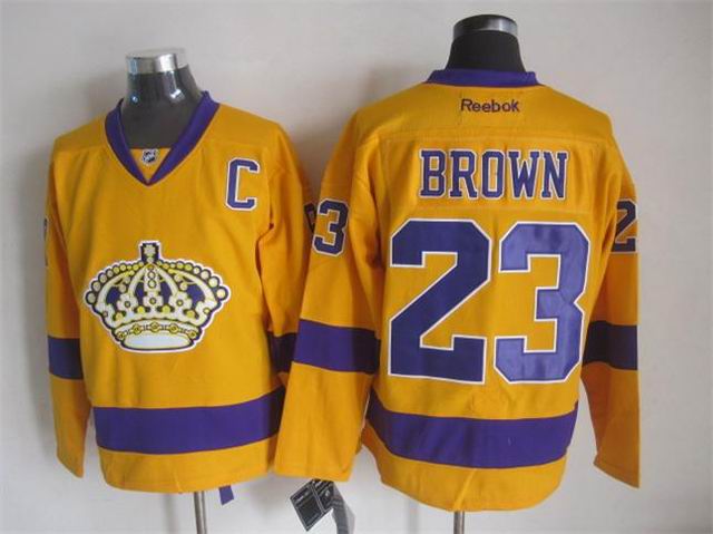 2015 reebok Los Angeles Kings 23 Dustin Brown Yellow men nhl ice hockey  jerseys C patch