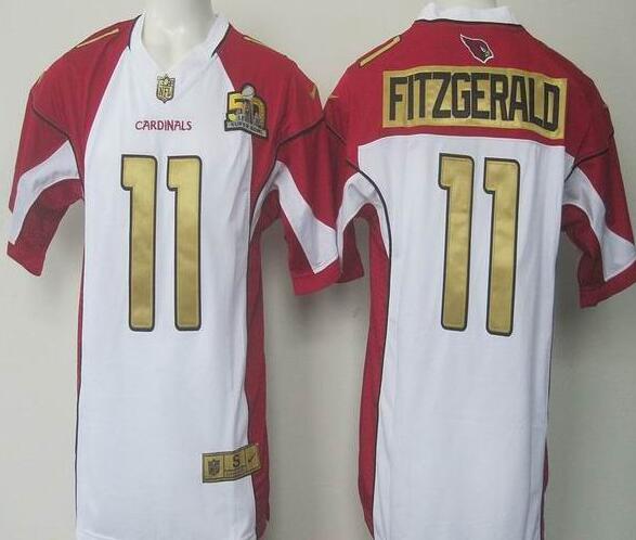 2016 Arizona Cardinals 11 Larry Fitzgerald white red game 50th patch nfl jersey