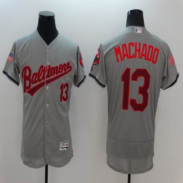2016 Baltimore Orioles 13 Manny Machado gray usa flag Flexbase Authentic Collection men baseball mlb Jersey(1)