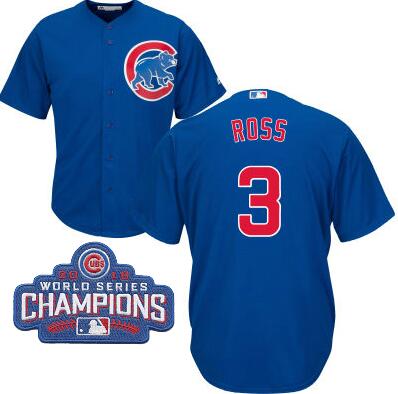 2016 Chicago Cubs David Ross Majestic Blue Mens World Series Champions Team Logo Patch Player Jersey