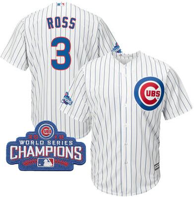 2016 Chicago Cubs David Ross Majestic White Home Mens  World Series Champions Team Logo Patch Player Jersey