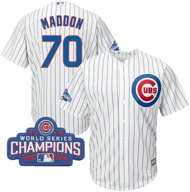 2016 Chicago Cubs Joe Maddon Majestic White Home Mens World Series Champions Team Logo Patch Jersey