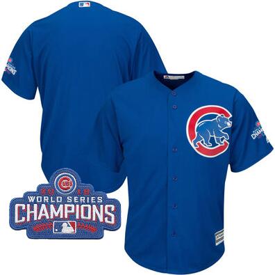 2016 Chicago Cubs Majestic Alternate Royal Mens World Series Champions Team Logo Patch Team Jersey