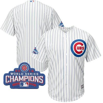 2016 Chicago Cubs Majestic Home White Mens World Series Champions Team Logo Patch Team Jersey