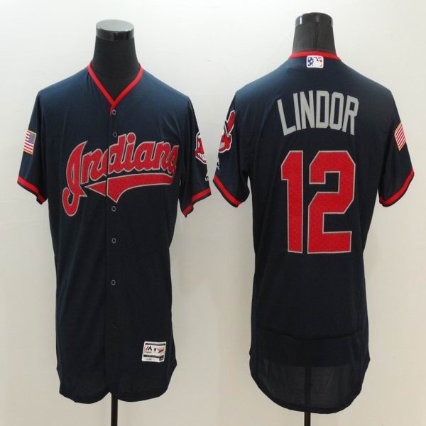 2016 Cleveland Indians 12 Francisco Lindor darl blue Flexbase Authentic Collection men baseball mlb Jersey