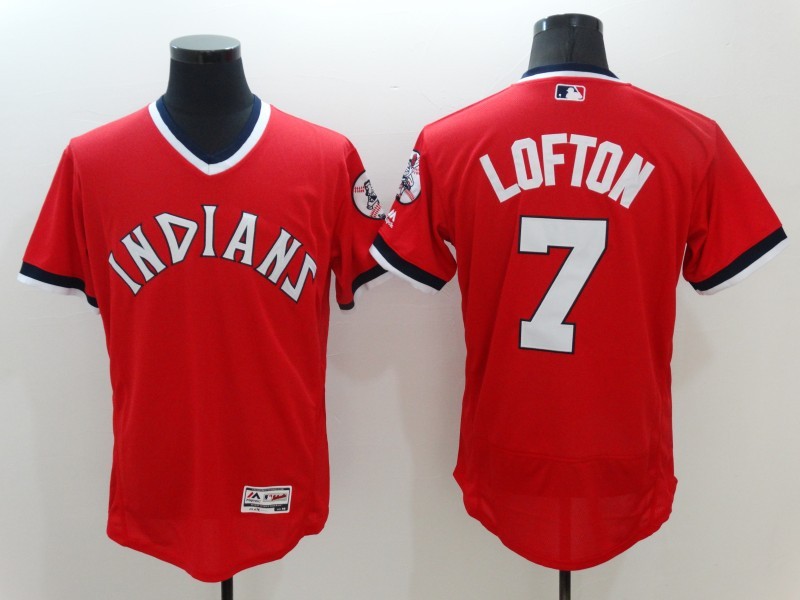 2016 Cleveland Indians 7 Kenny Lofton throwback red Flexbase Authentic Collection  men baseball mlb Jersey