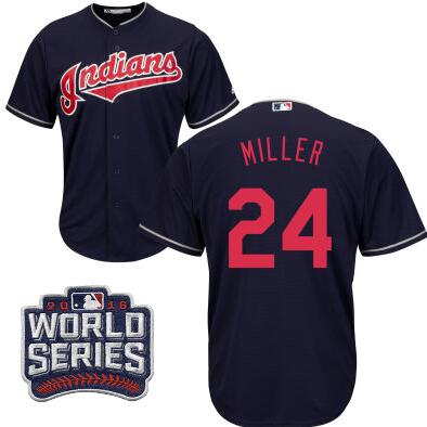 2016 Cleveland Indians Andrew Miller Majestic Navy men World Series Cool Base Jersey
