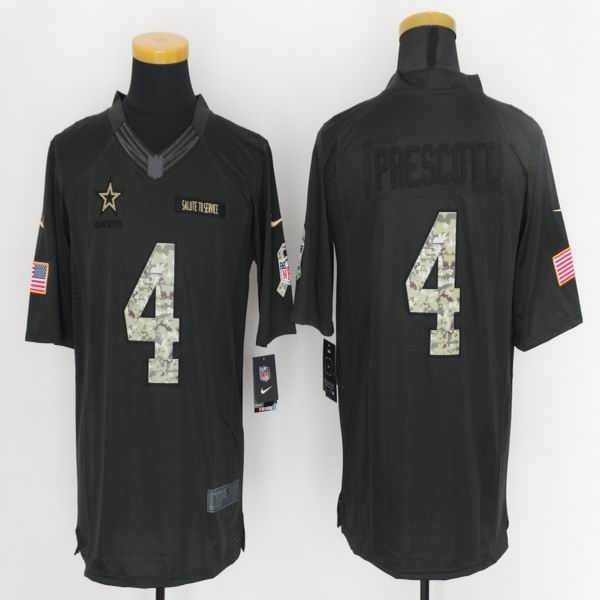 2016 Dallas Cowboys 4 Dak Prescott Nike Green Salute To Service Limited Jersey