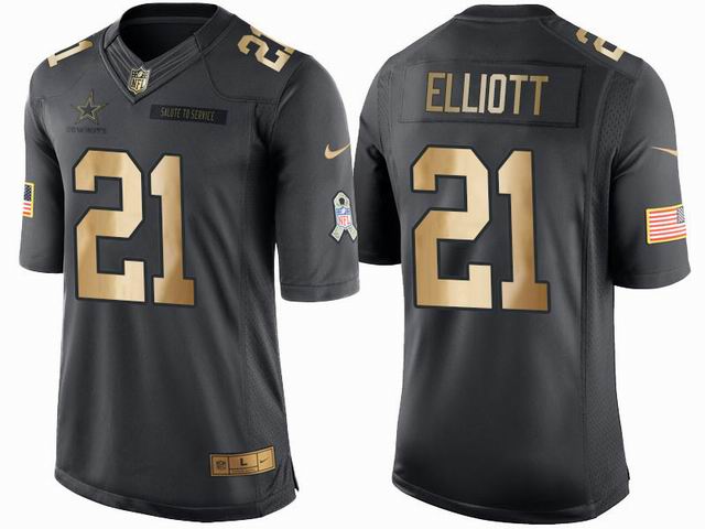 2016 Dallas Cowboys Ezekiel Elliott 21 Nike Green Salute To Service Limited Jersey gold