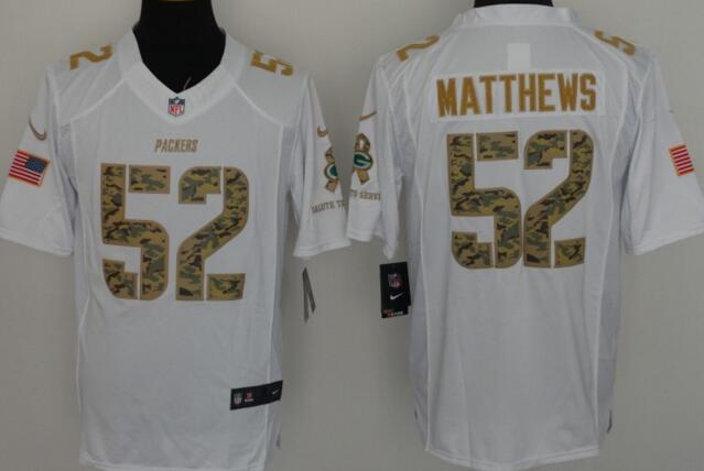 2016 Green Bay Packers 52 Clay Matthews Nike White Salute To Service Limited Jersey