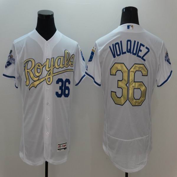2016 Kansas Royals 36 Volquez white Flexbase Authentic Collection men baseball mlb Jersey