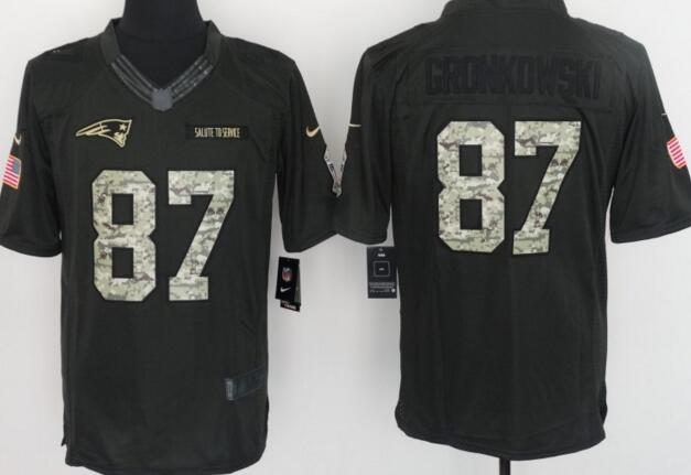 2016 New England Patriots 87 Rob Gronkowski Nike Green Salute To Service Limited Jersey