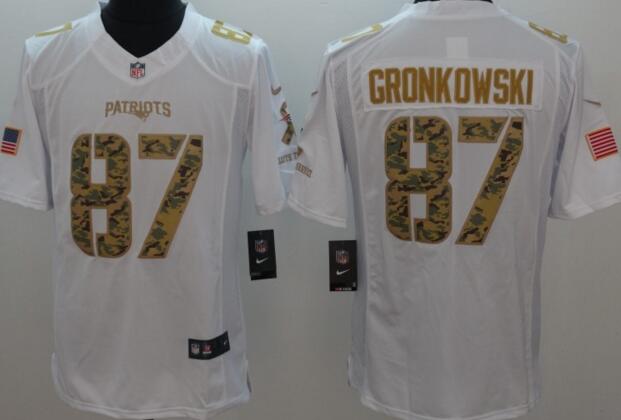 2016 New England Patriots 87 Rob Gronkowski Nike White Salute To Service Limited Jersey