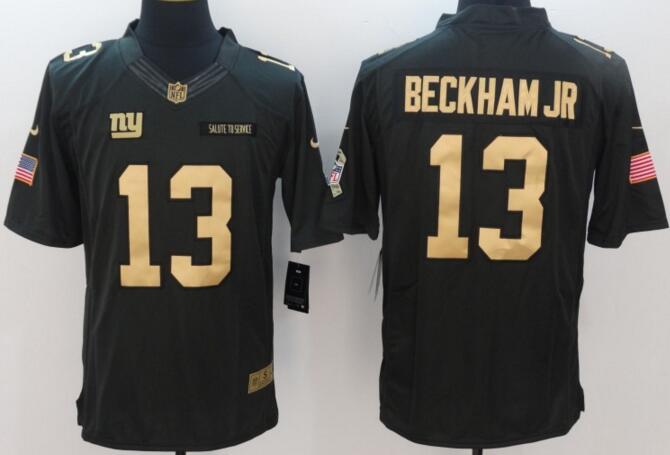 2016 New York Giants 13 Odell Beckham Jr Nike Gold number Green Salute To Service Limited Jersey
