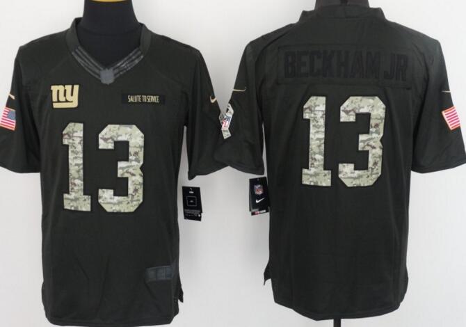 2016 New York Giants 13 Odell Beckham Jr Nike Green Salute To Service Limited Jersey