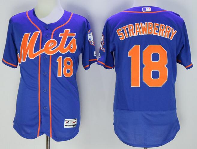 2016 New York Mets 18 Darry Strawberry blue Flexbase Authentic Collection Jersey