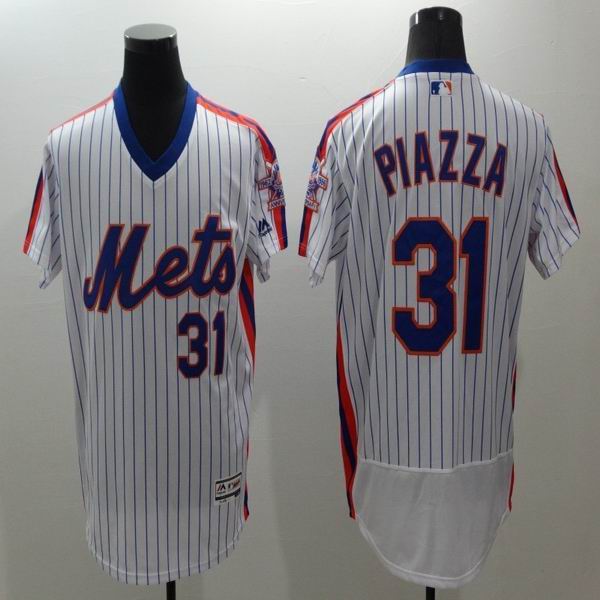 2016 New York Mets 31 Mike Piazza white blue stripe elite men mlb baseball Jersey