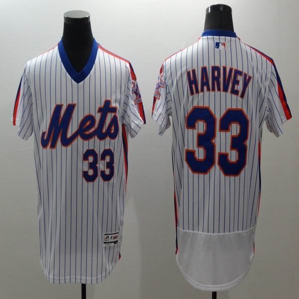 2016 New York Mets 33 Matt Harvey White Blue Strip elite men mlb baseball Jersey