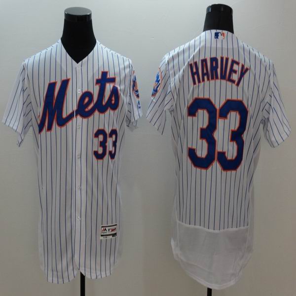 2016 New York Mets 33 Matt Harvey White Blue Strip elite men mlb baseball Jerseys