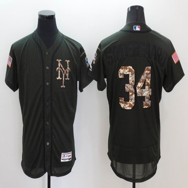 2016 New York Mets 34 Noah Syndergaard green camo Flexbase Authentic Collection Jersey