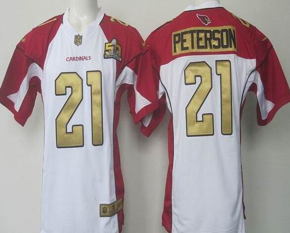 2016 Nike Arizona Cardinals 21# Patrick Peterson game nfl jersey white red 50th patch