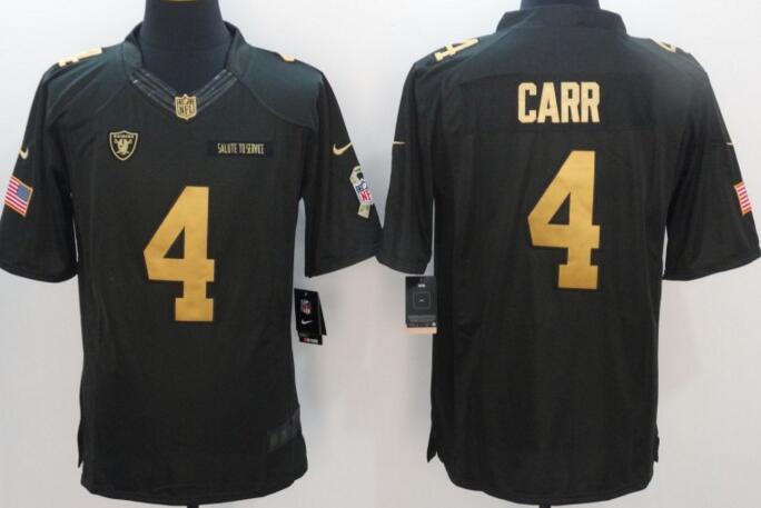 2016 Oakland Raiders 4 Derek Carr Nike Green Salute To Service Limited Jersey gold