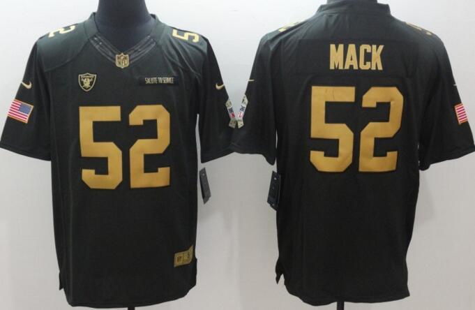 2016 Oakland Raiders 52 Khalil Mack Nike Green Salute To Service Limited Jersey gold