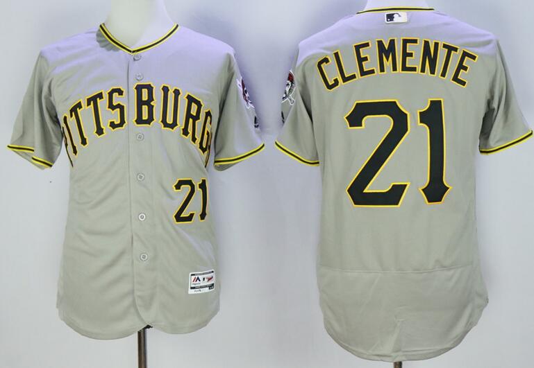 2016 Pittsburgh Pirates 21 Roberto Clemente gray elite baseball jersey