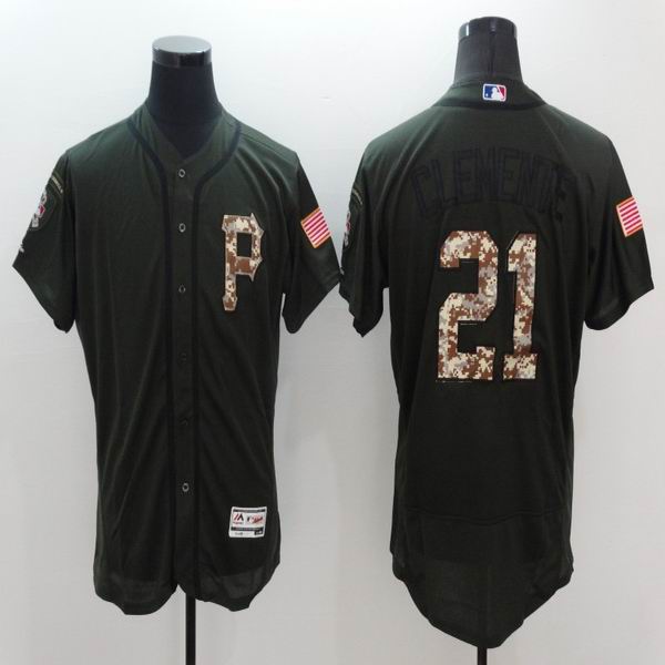 2016 Pittsburgh Pirates 21 Roberto Clemente green camo Flexbase Authentic Collection Jerseys