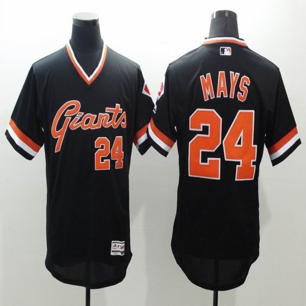 2016 San Francisco Giants 24 Willie Mays black thrwoback elite baseball jersey