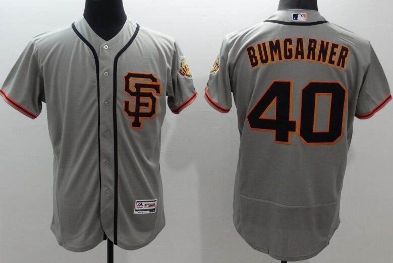 2016 San Francisco Giants 40  Madison Bumgarner gray elite baseball jersey
