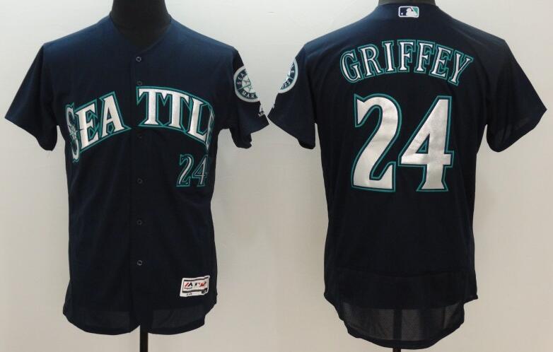 2016 Seattle Mariners 24 Ken Griffey dark blue Flexbase Authentic Collection men baseball mlb Jerseys