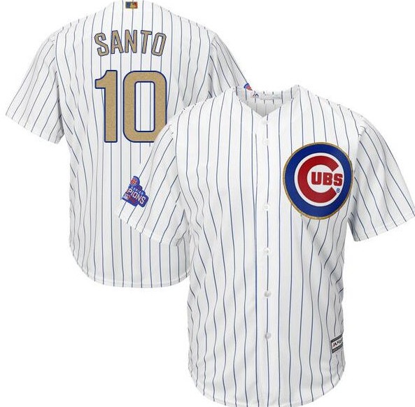 2017 Chicago Cubs 10 Ron Santo Gold Program White Cool men Baseball Jerseys