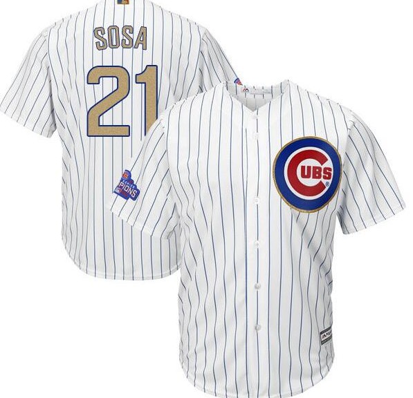 2017 Chicago Cubs 21 Sammy Sosa Gold Program White Cool men Baseball Jersey